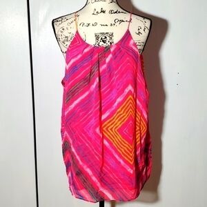 Violet + Claire- Womens Pink Striped Chiffon Top Keyhole back Sz.XL